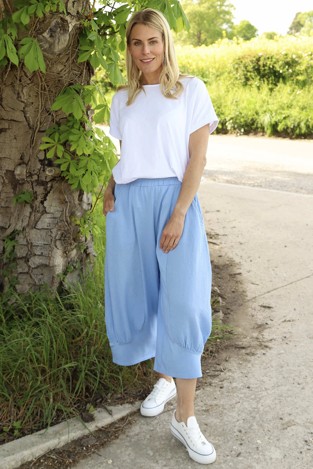 Lorna Cotton Culottes Powder Blue 2 Lorna Cotton Culottes Powder Blue