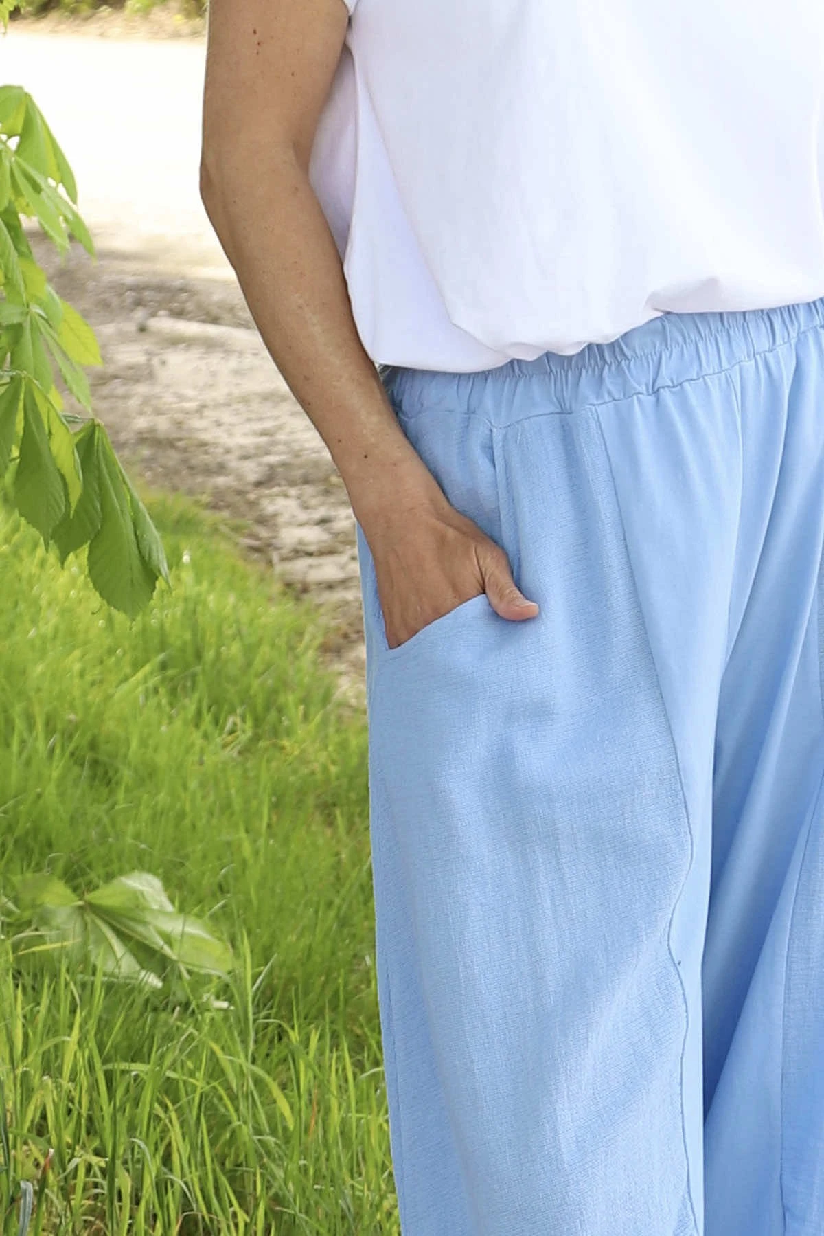 Lorna Cotton Culottes Powder Blue 4 Lorna Cotton Culottes Powder Blue - Image 3