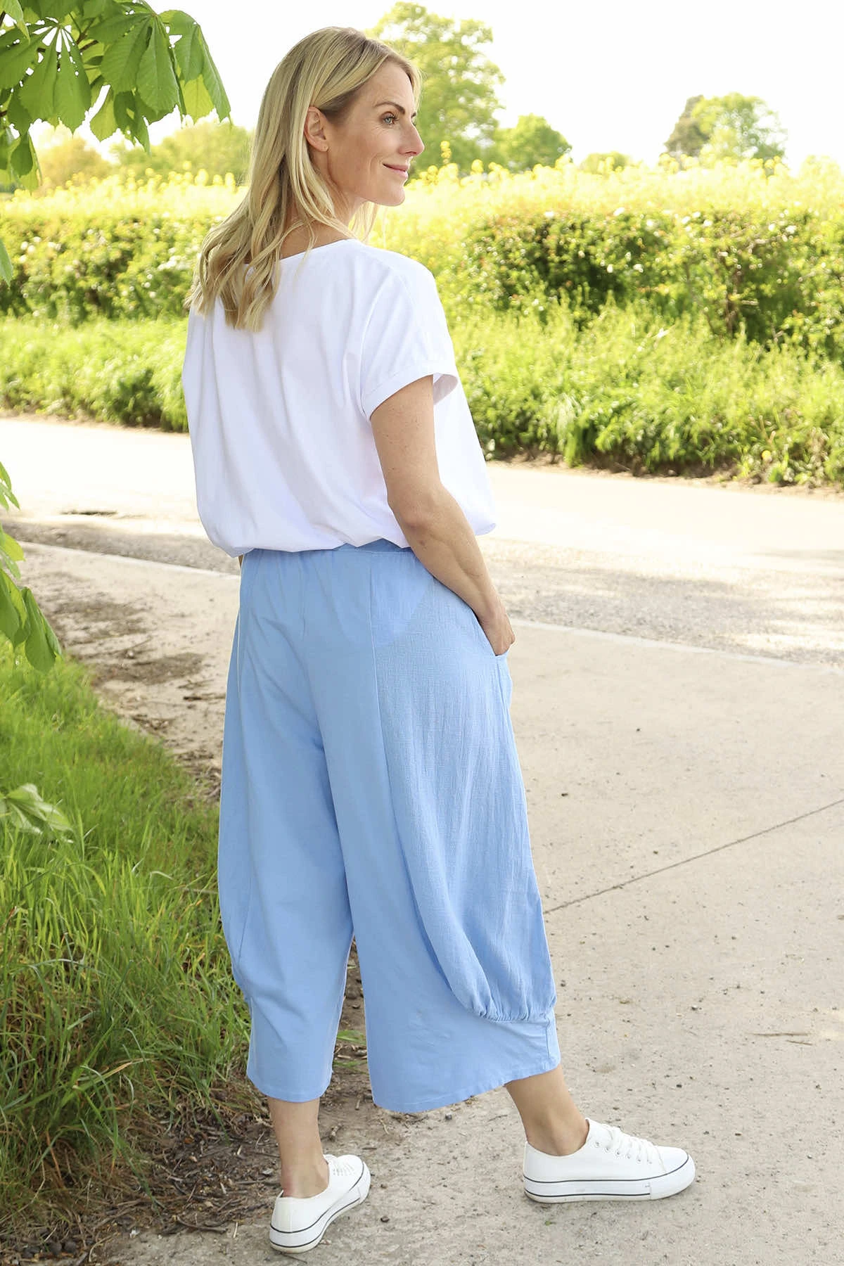 Lorna Cotton Culottes Powder Blue 5 Lorna Cotton Culottes Powder Blue - Image 4