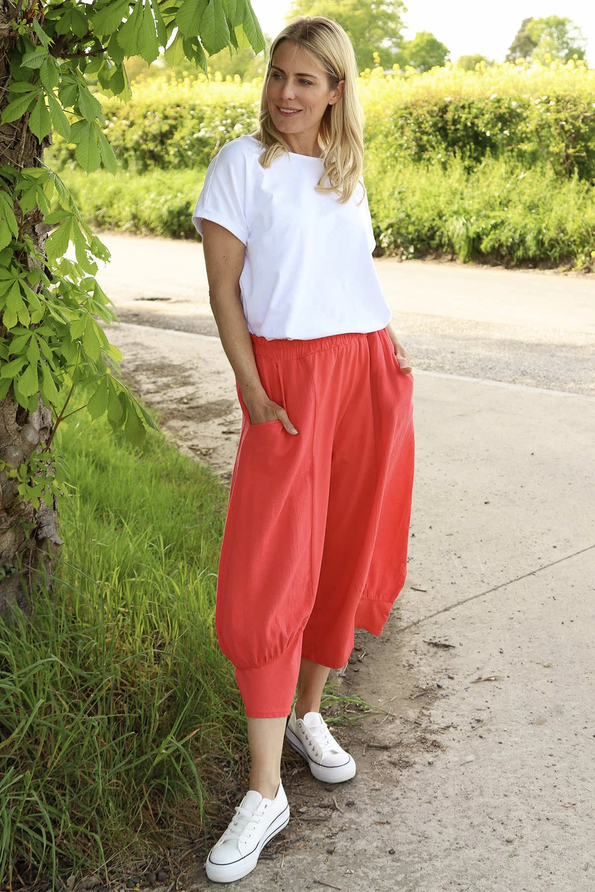 Lorna Cotton Culottes Coral 3 Lorna Cotton Culottes Coral