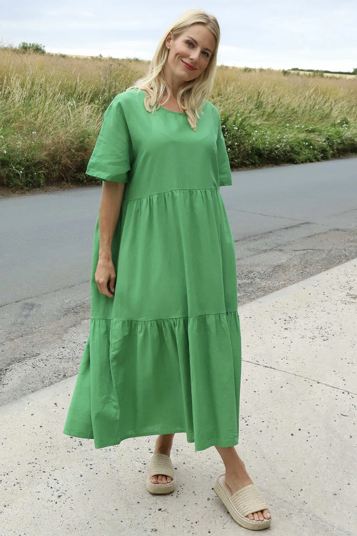 Nova Linen Dress Emerald 4 Nova Linen Dress Emerald - Image 2