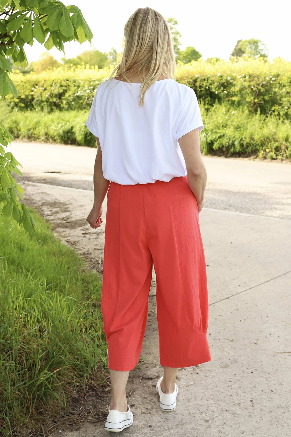 Lorna Cotton Culottes Coral 6 Lorna Cotton Culottes Coral - Image 4