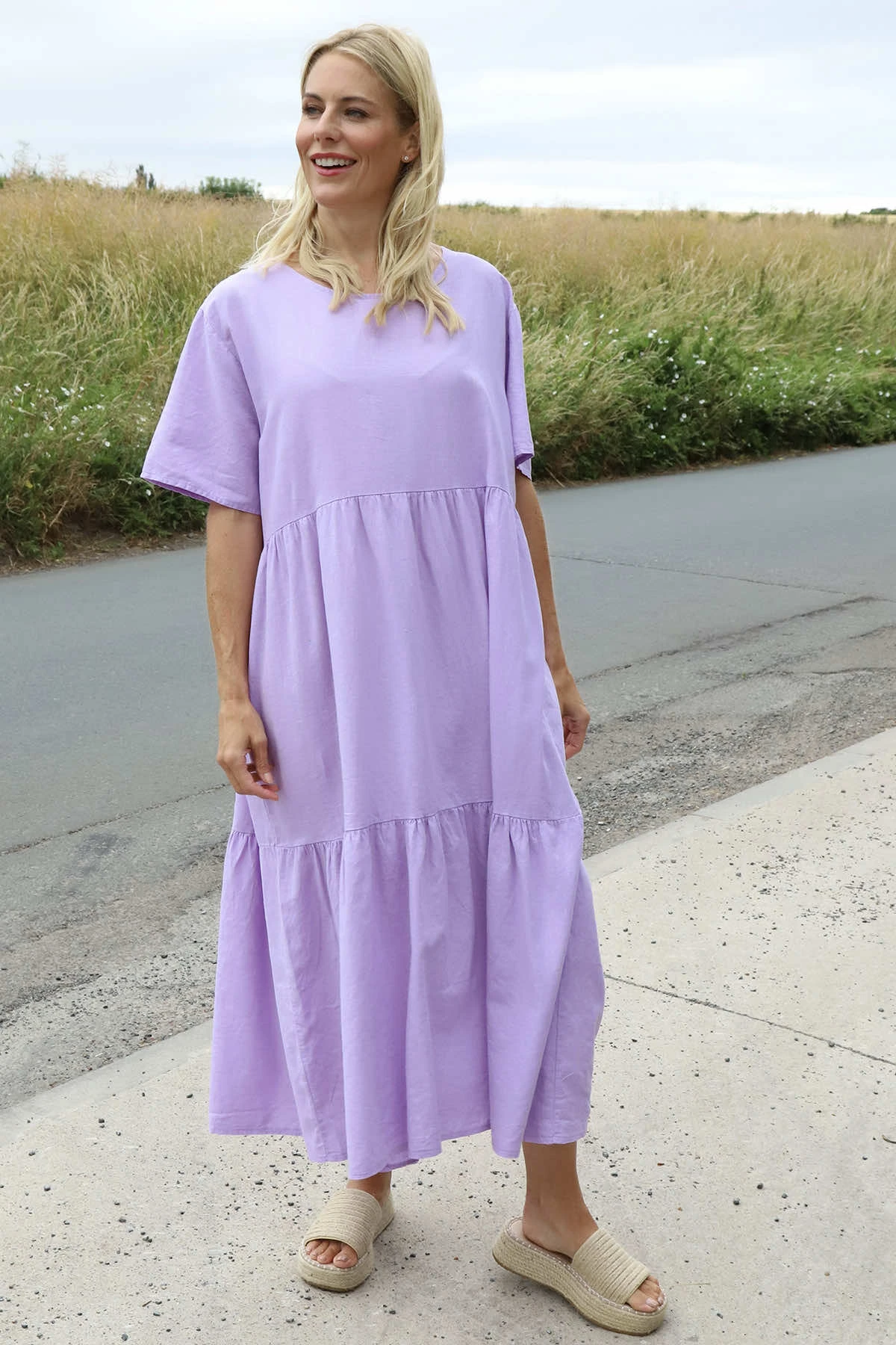 Nova Linen Dress Lilac 3 Nova Linen Dress Lilac