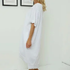 Fiamma V-Neck Linen Dress White -Kitandkaboodal Store IMG 8278 8df6b286 ce79 46cd 8c52 cd04355e86c7
