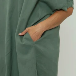 Fiamma V-Neck Linen Dress Khaki 8 Fiamma V-Neck Linen Dress Khaki -Kitandkaboodal Store IMG 8298 d3408600 8e12 49bc 80a4 c3c95082750e