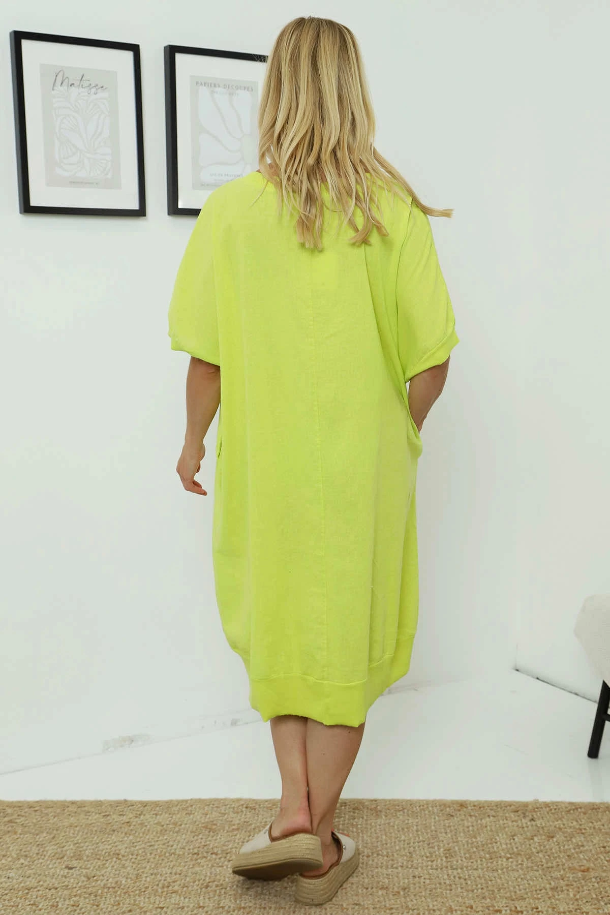 Fiamma V-Neck Linen Dress Yellow 6 Fiamma V-Neck Linen Dress Yellow - Image 4