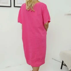 Fiamma V-Neck Linen Dress Fuchsia 9 Fiamma V-Neck Linen Dress Fuchsia -Kitandkaboodal Store IMG 8324 b1059f1e abf6 4801 99af e81a9425605c