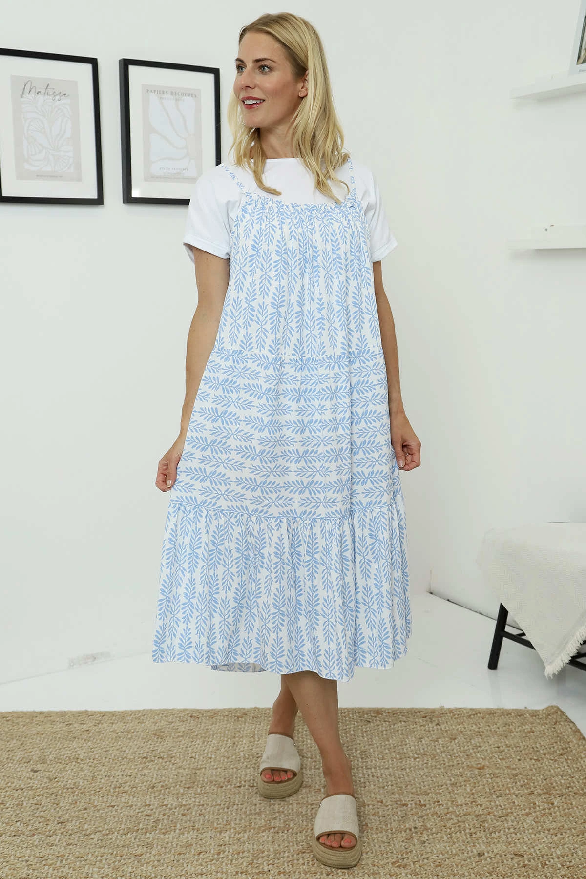 Agnella Botanical Print Dress Powder Blue 4 Agnella Botanical Print Dress Powder Blue - Image 2