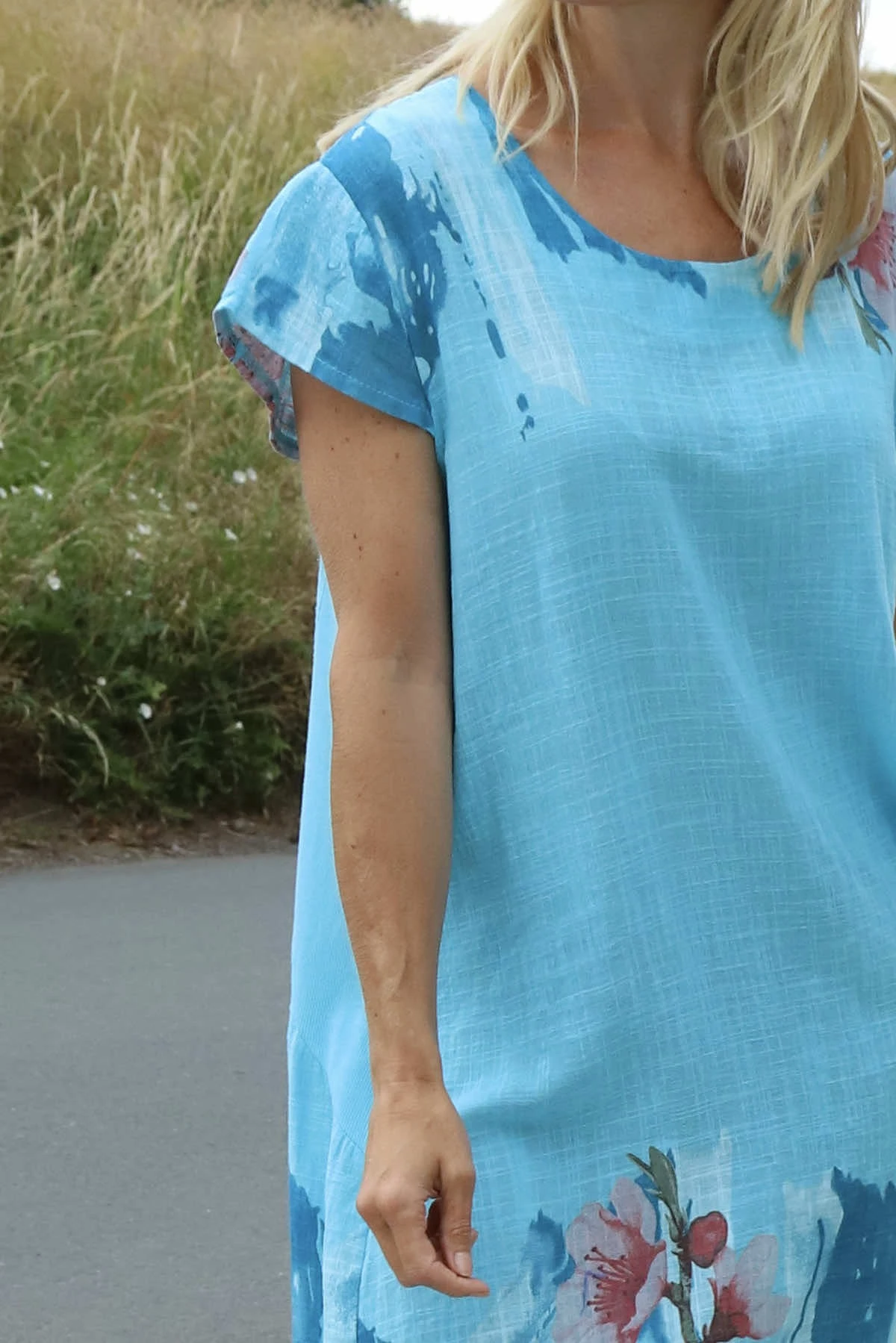 Mabel Floral Cap Sleeve Cotton Dress Kingfisher 5 Mabel Floral Cap Sleeve Cotton Dress Kingfisher - Image 3