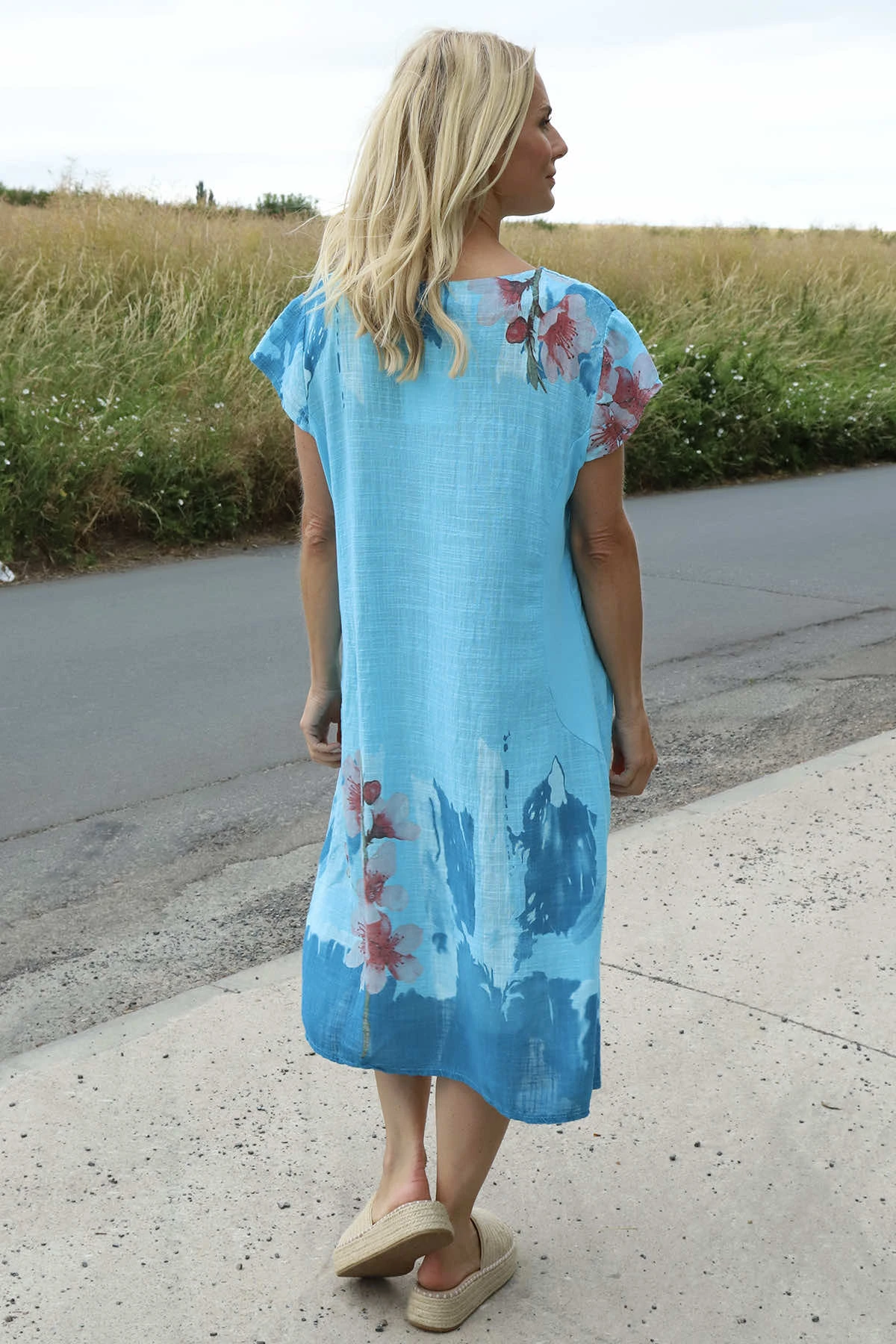 Mabel Floral Cap Sleeve Cotton Dress Kingfisher 6 Mabel Floral Cap Sleeve Cotton Dress Kingfisher - Image 4