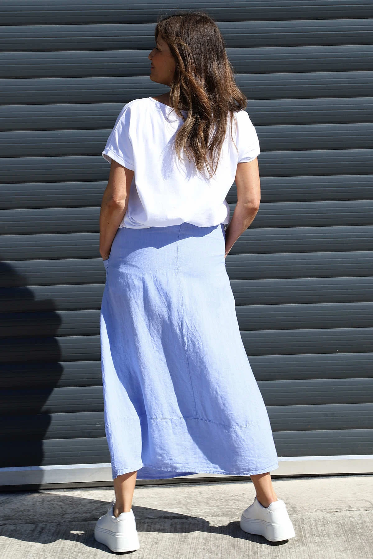 Darana Linen Skirt Powder Blue 6 Darana Linen Skirt Powder Blue - Image 4