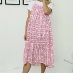 Agnella Botanical Print Dress Fuchsia