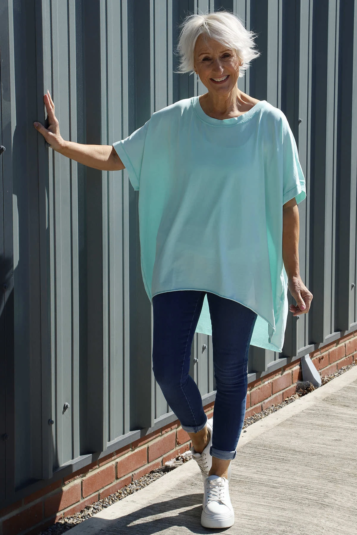 Celina Dipped Hem Washed Cotton Top Mint 3 Celina Dipped Hem Washed Cotton Top Mint