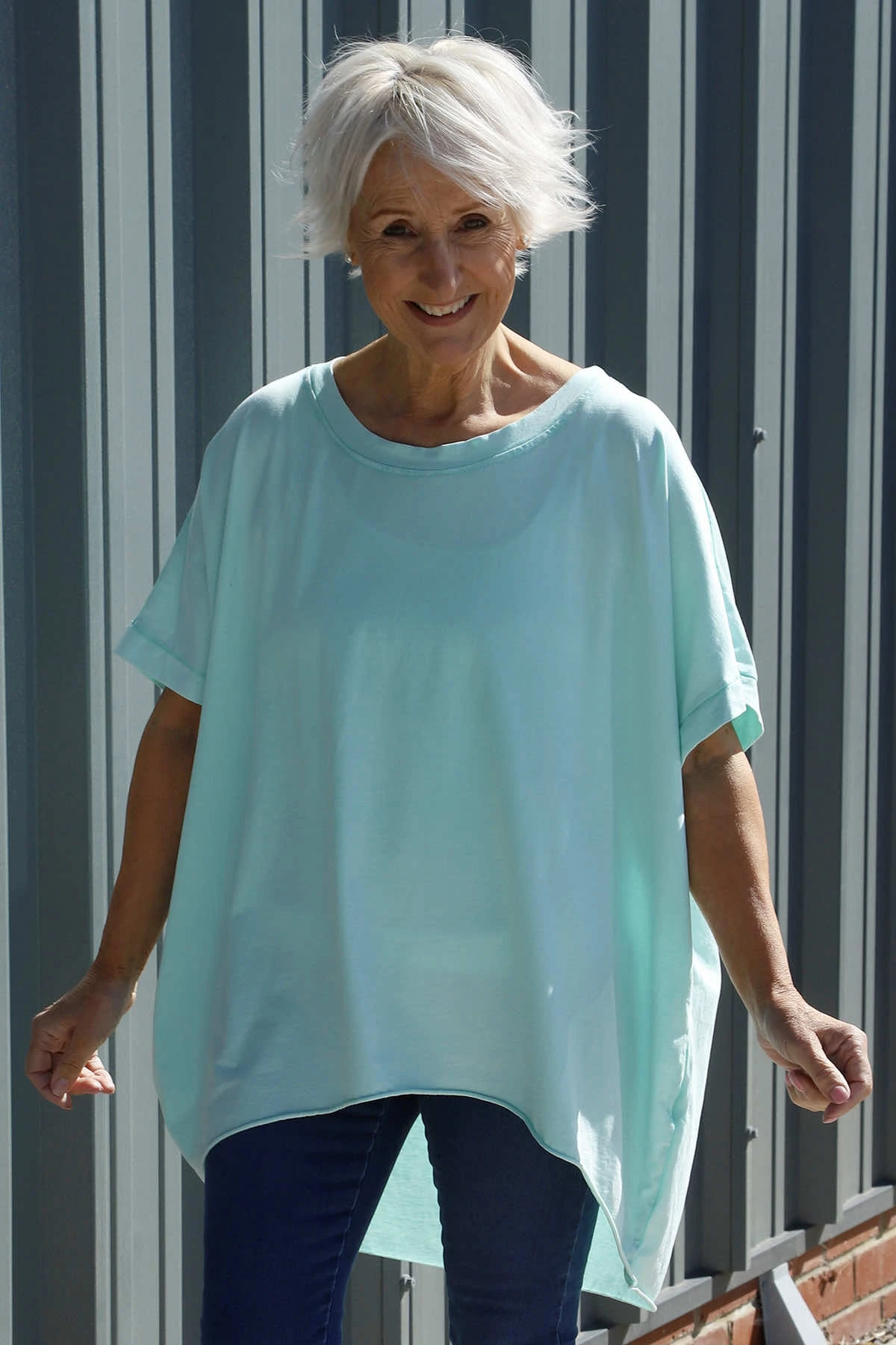 Celina Dipped Hem Washed Cotton Top Mint 4 Celina Dipped Hem Washed Cotton Top Mint - Image 2