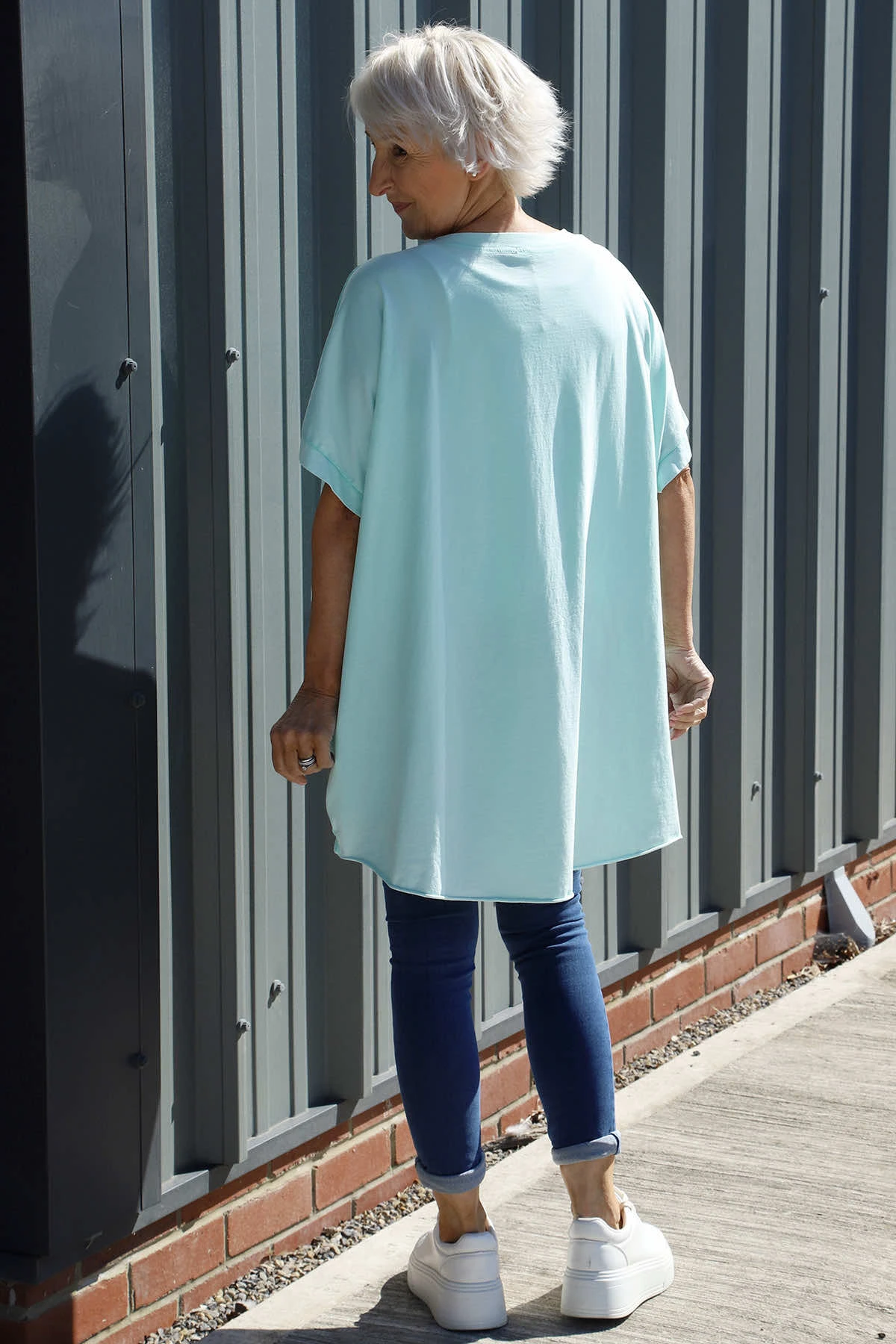 Celina Dipped Hem Washed Cotton Top Mint 6 Celina Dipped Hem Washed Cotton Top Mint - Image 4