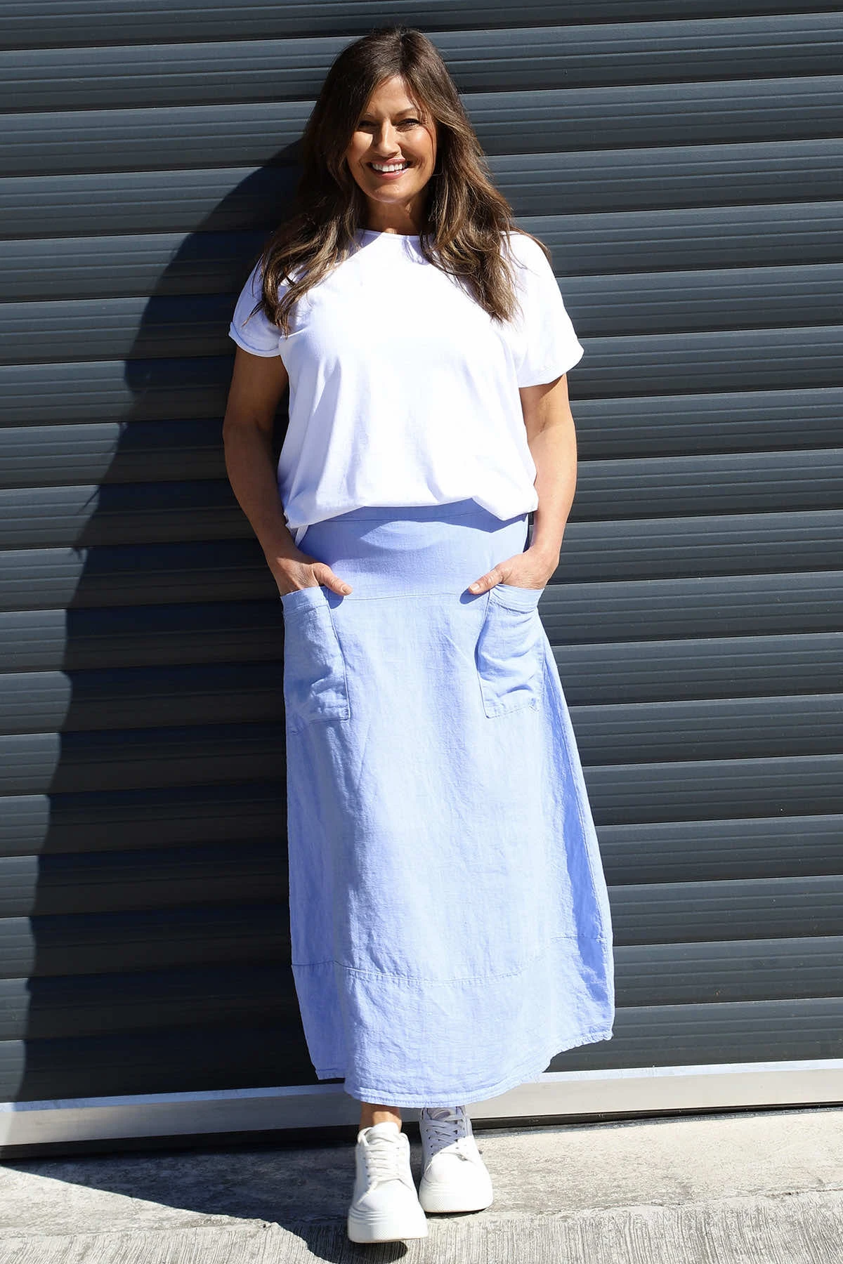 Darana Linen Skirt Powder Blue 4 Darana Linen Skirt Powder Blue - Image 2