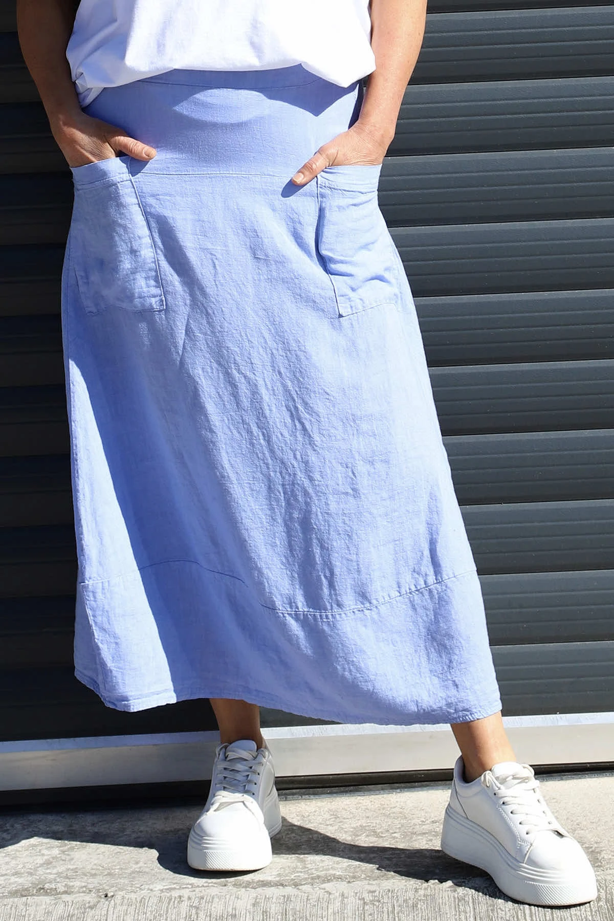Darana Linen Skirt Powder Blue 5 Darana Linen Skirt Powder Blue - Image 3