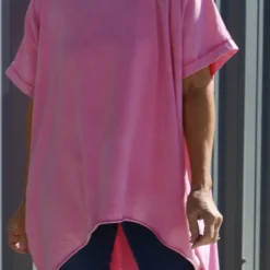 Celina Dipped Hem Washed Cotton Top Fuchsia -Kitandkaboodal Store IMG 8368 33d9cf4b 5201 46c3 a384 c164d4a35100