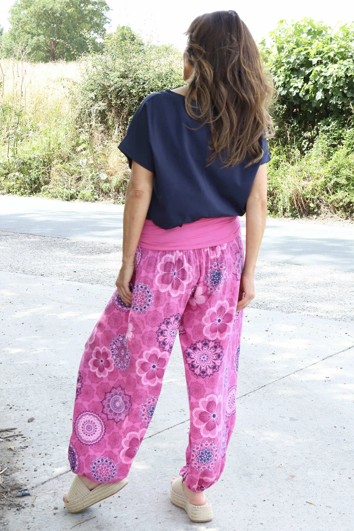Clovia Floral Print Harem Trousers Fuchsia 6 Clovia Floral Print Harem Trousers Fuchsia - Image 4