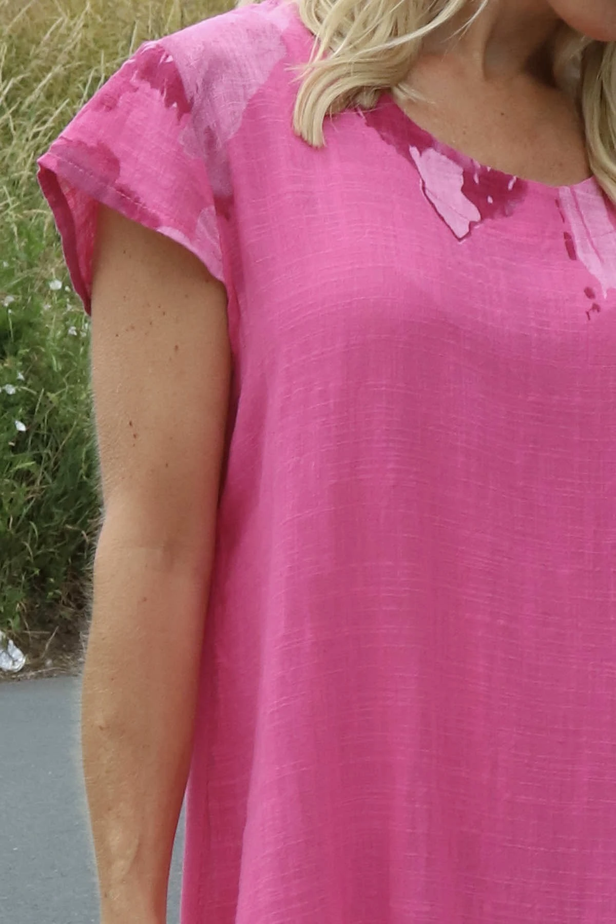 Mabel Floral Cap Sleeve Cotton Dress Fuchsia 5 Mabel Floral Cap Sleeve Cotton Dress Fuchsia - Image 3