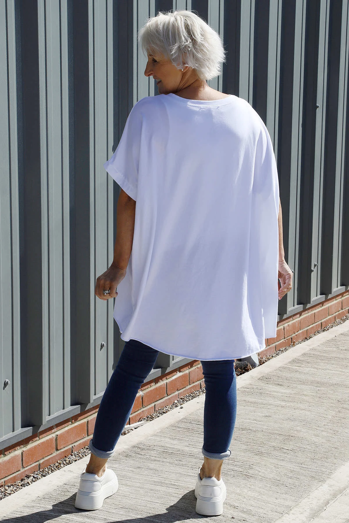 Celina Dipped Hem Washed Cotton Top White 6 Celina Dipped Hem Washed Cotton Top White - Image 4