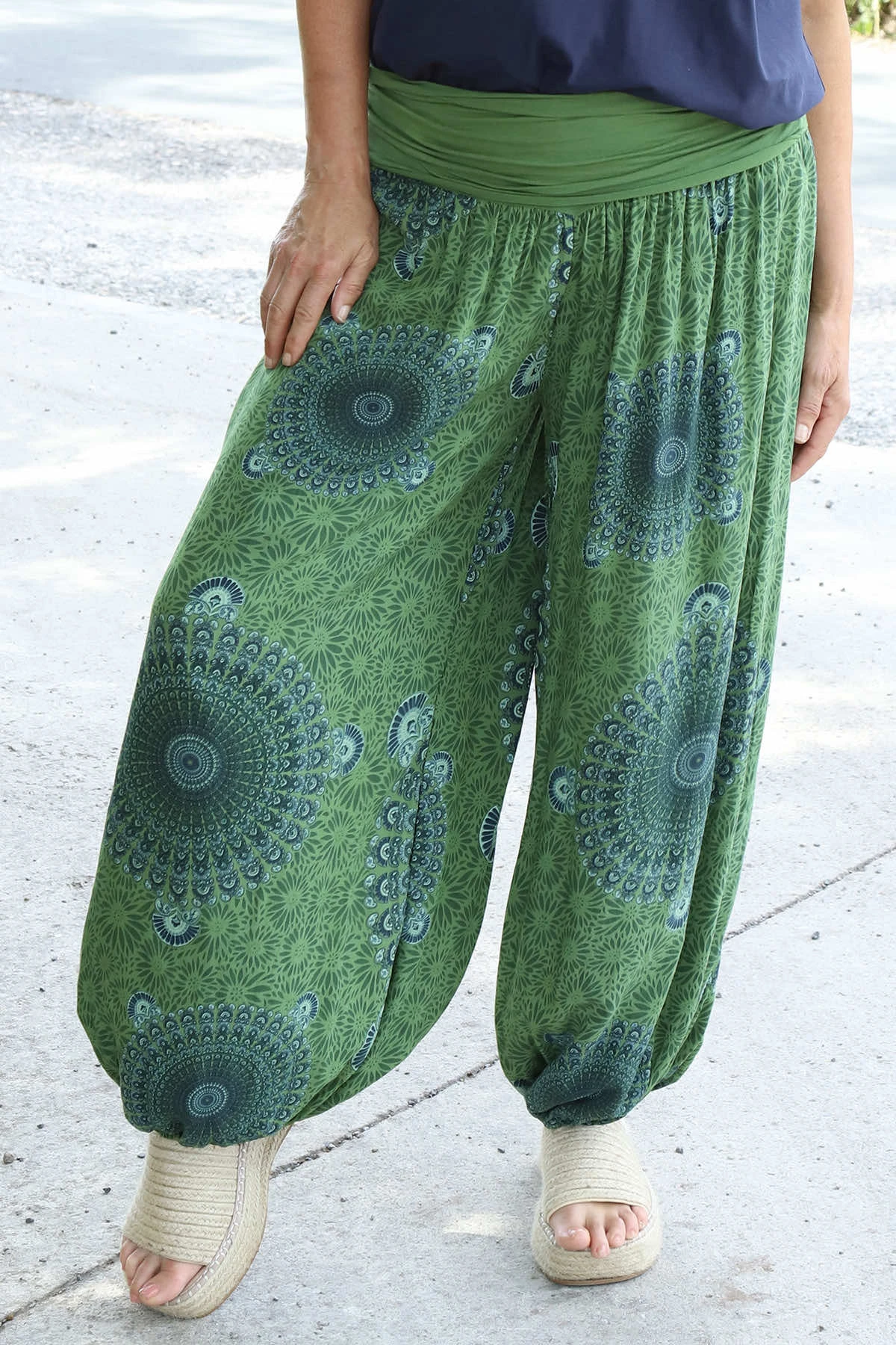 Clovia Print Harem Pants Olive 5 Clovia Print Harem Pants Olive - Image 3