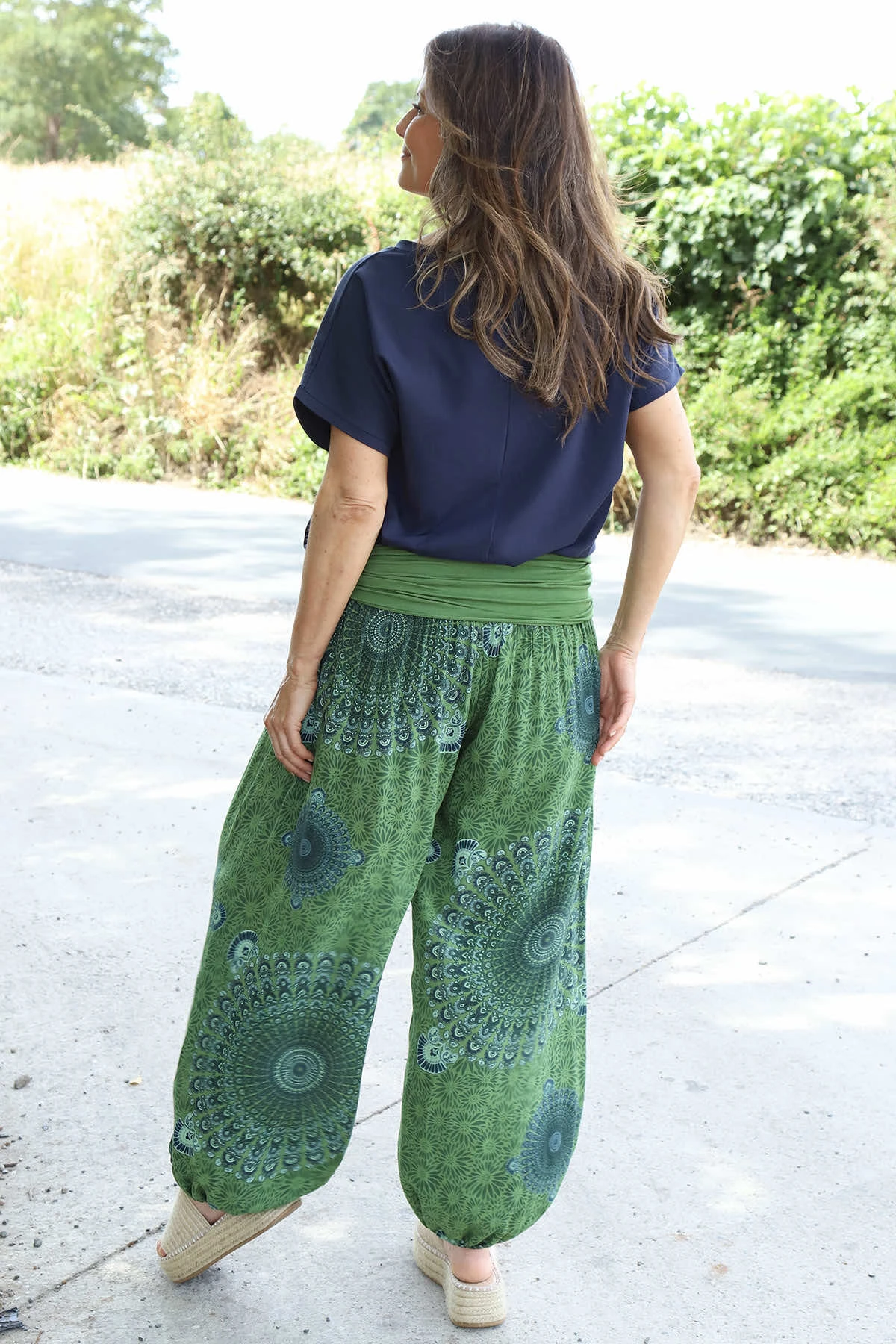 Clovia Print Harem Pants Olive 6 Clovia Print Harem Pants Olive - Image 4