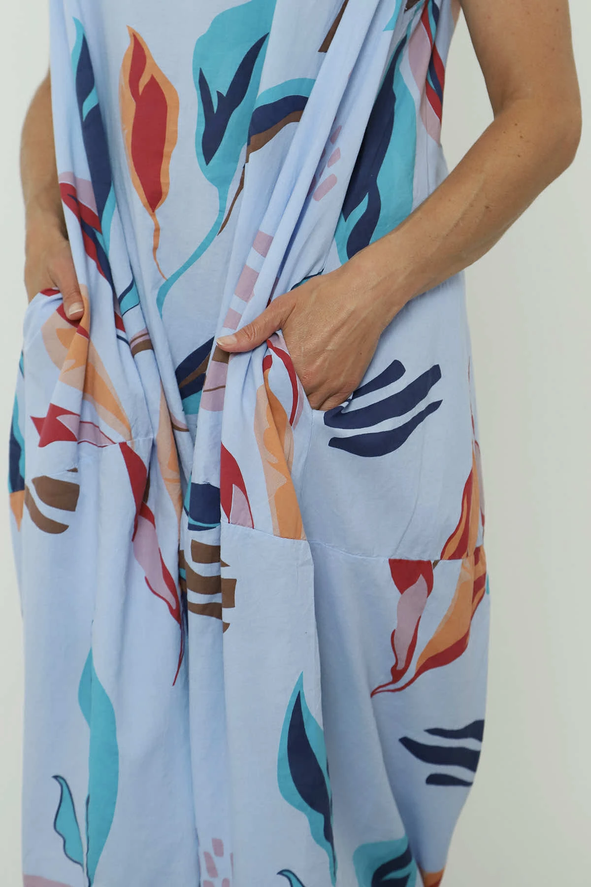 Sandgate Sleeveless Print Cotton Dress Powder Blue 5 Sandgate Sleeveless Print Cotton Dress Powder Blue - Image 3