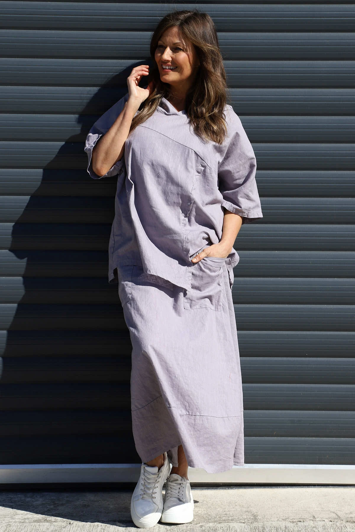 Annalee Hooded Linen Top Mauve 4 Annalee Hooded Linen Top Mauve - Image 2