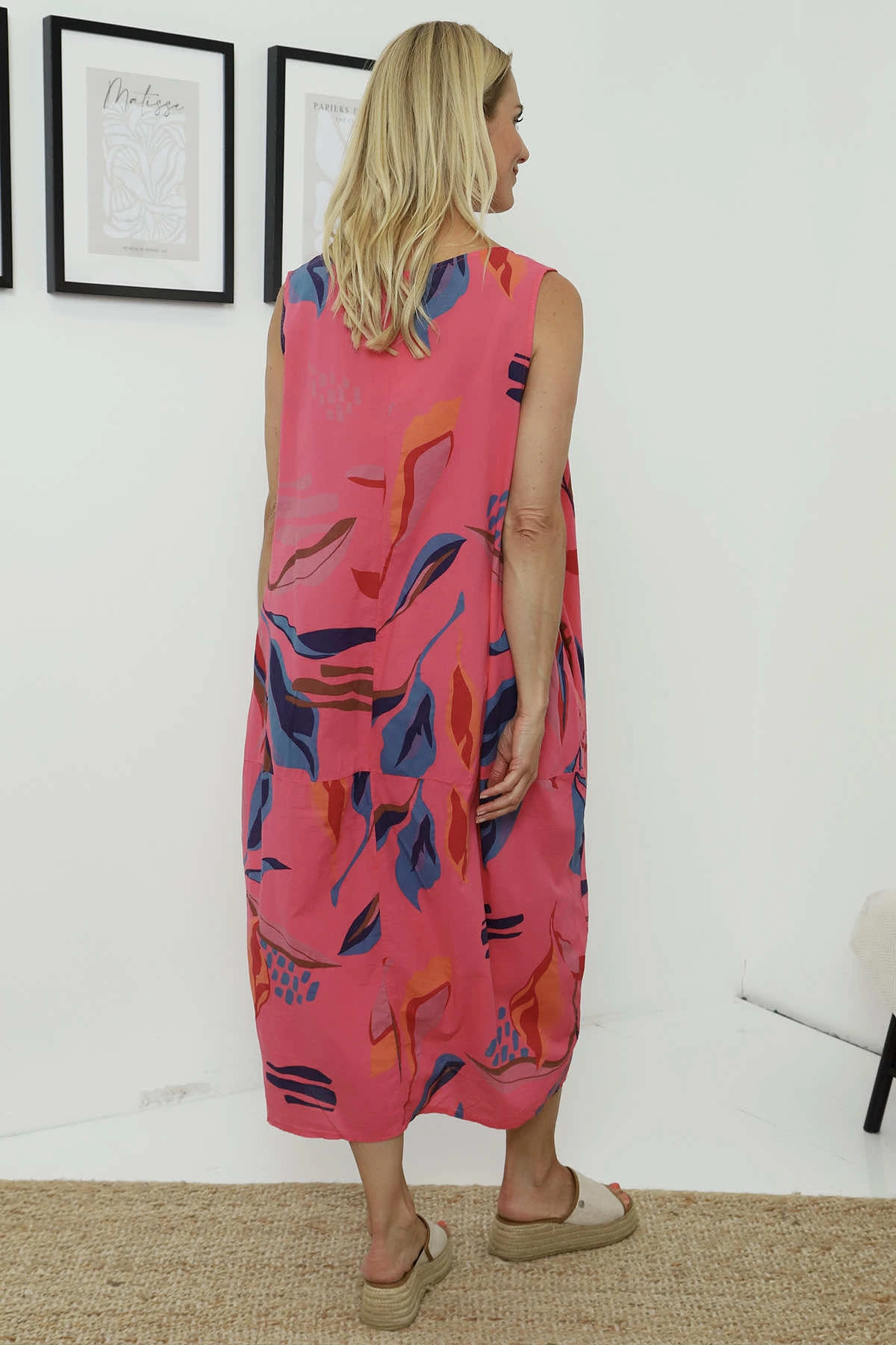 Sandgate Sleeveless Print Cotton Dress Fuchsia 6 Sandgate Sleeveless Print Cotton Dress Fuchsia - Image 4