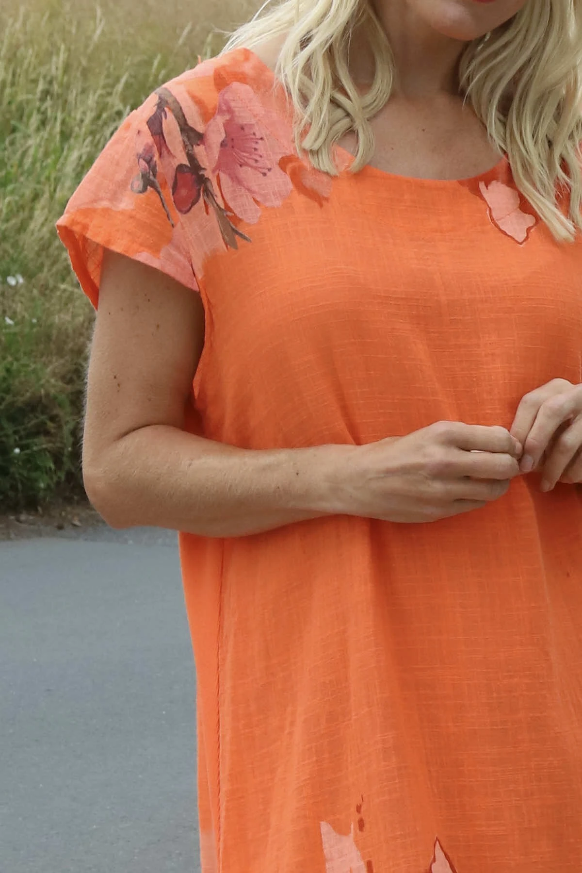 Mabel Floral Cap Sleeve Cotton Dress Orange 5 Mabel Floral Cap Sleeve Cotton Dress Orange - Image 3