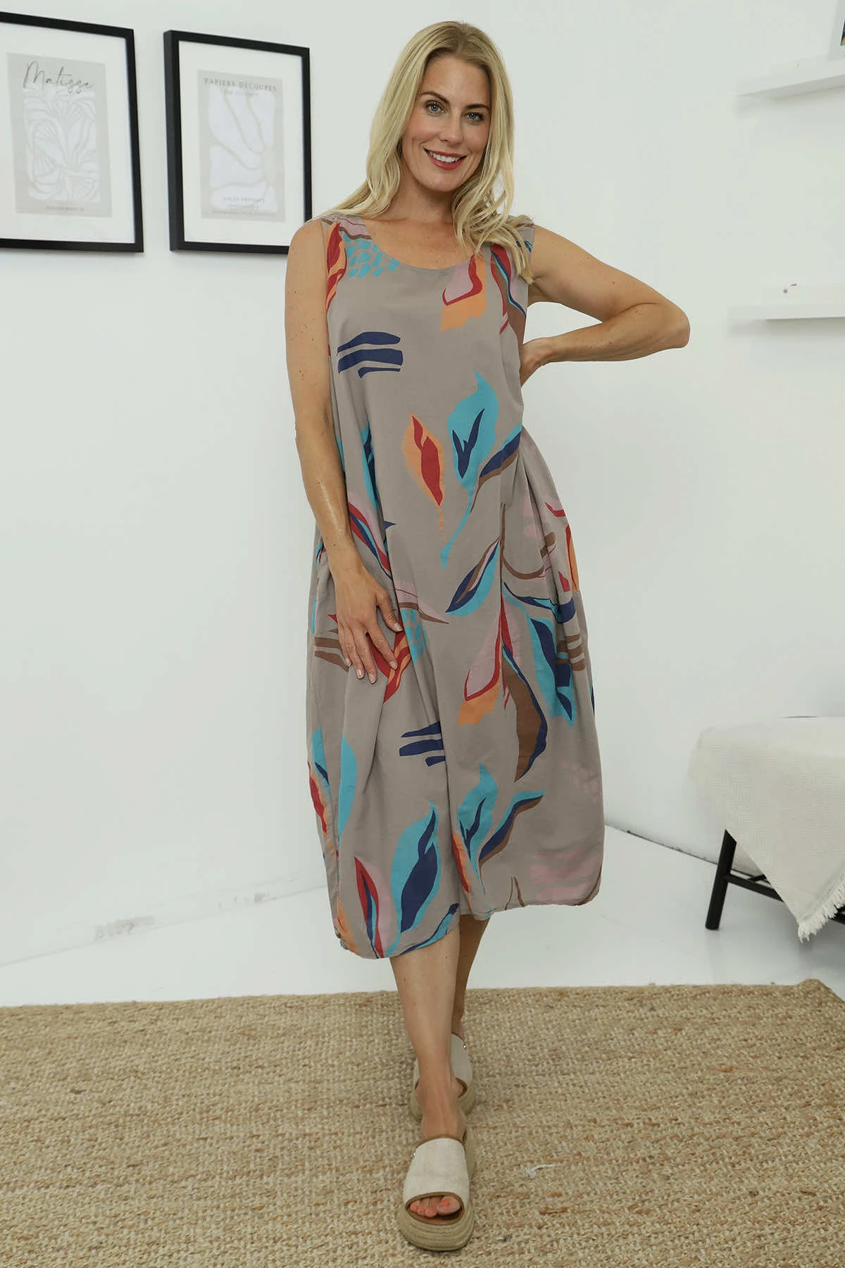 Sandgate Sleeveless Print Cotton Dress Mocha 4 Sandgate Sleeveless Print Cotton Dress Mocha - Image 2