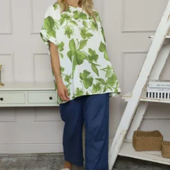 Liliana Floral Top Olive