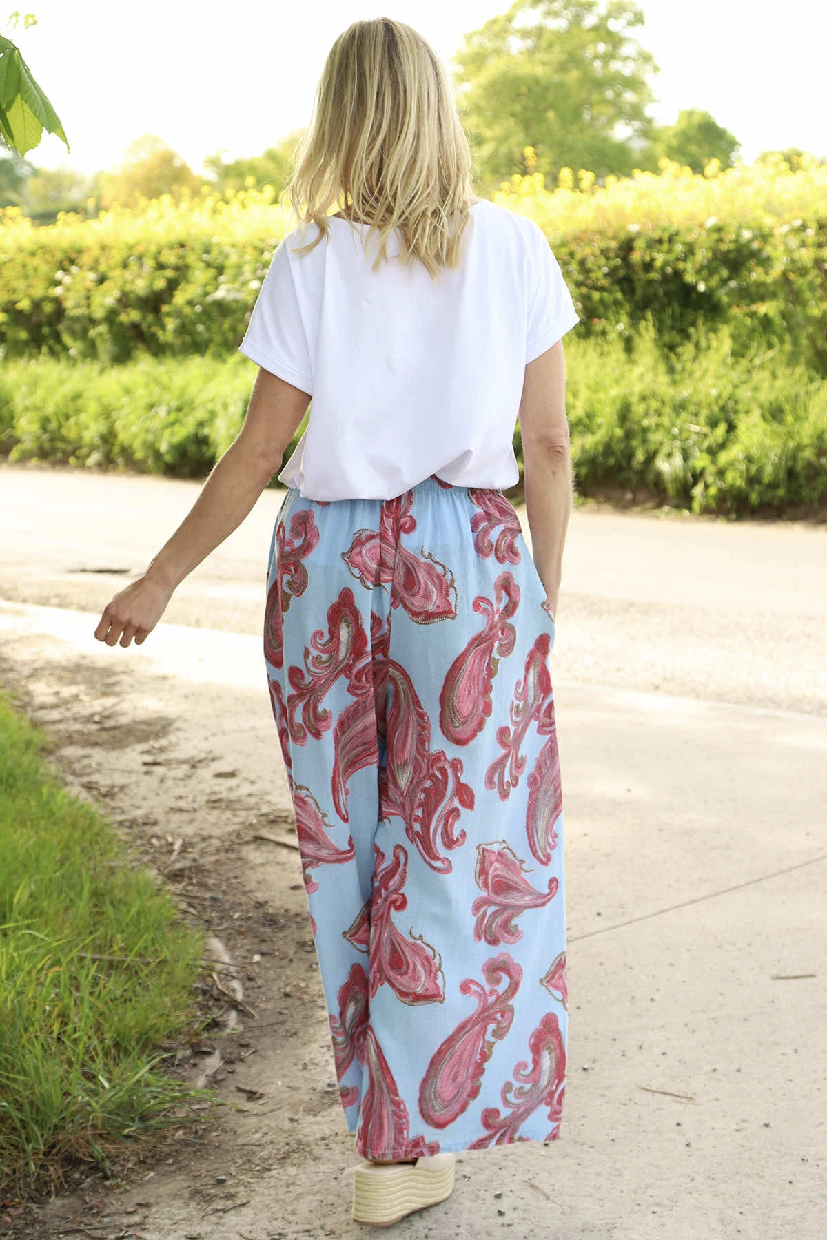 Daphne Paisley Wide Leg Trousers Powder Blue 6 Daphne Paisley Wide Leg Trousers Powder Blue - Image 4