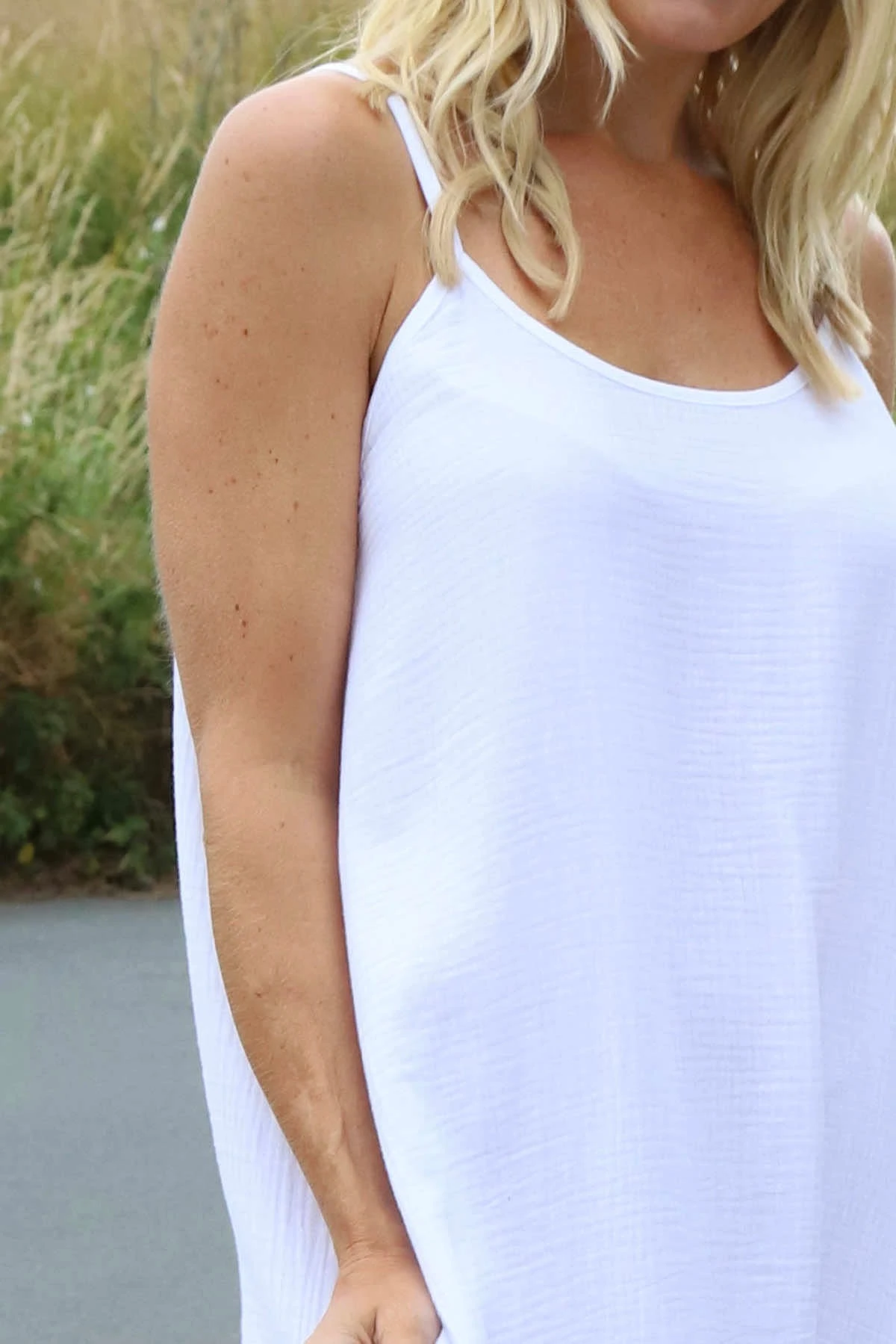 Rosaria Strap Crinkle Cotton Dress White 5 Rosaria Strap Crinkle Cotton Dress White - Image 3