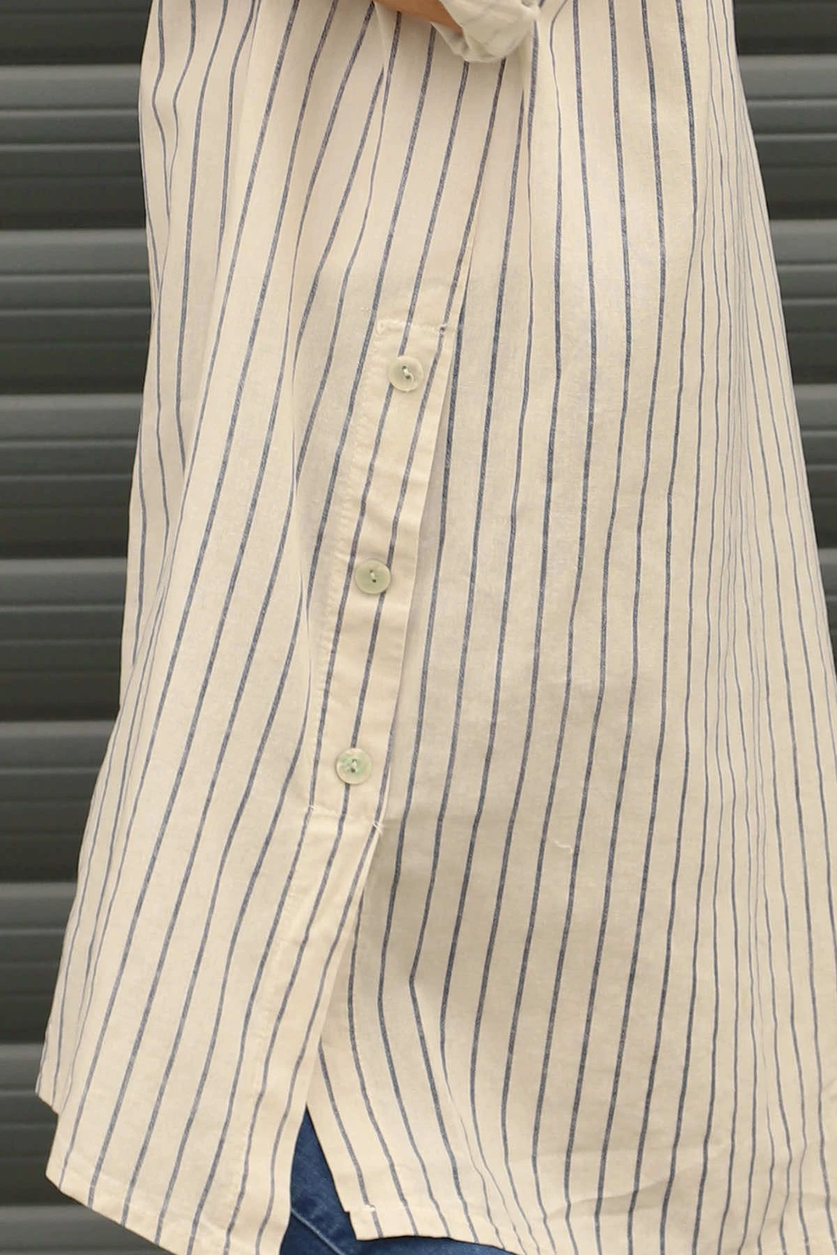 Beadnell Stripe Linen Tunic Stone 5 Beadnell Stripe Linen Tunic Stone - Image 3