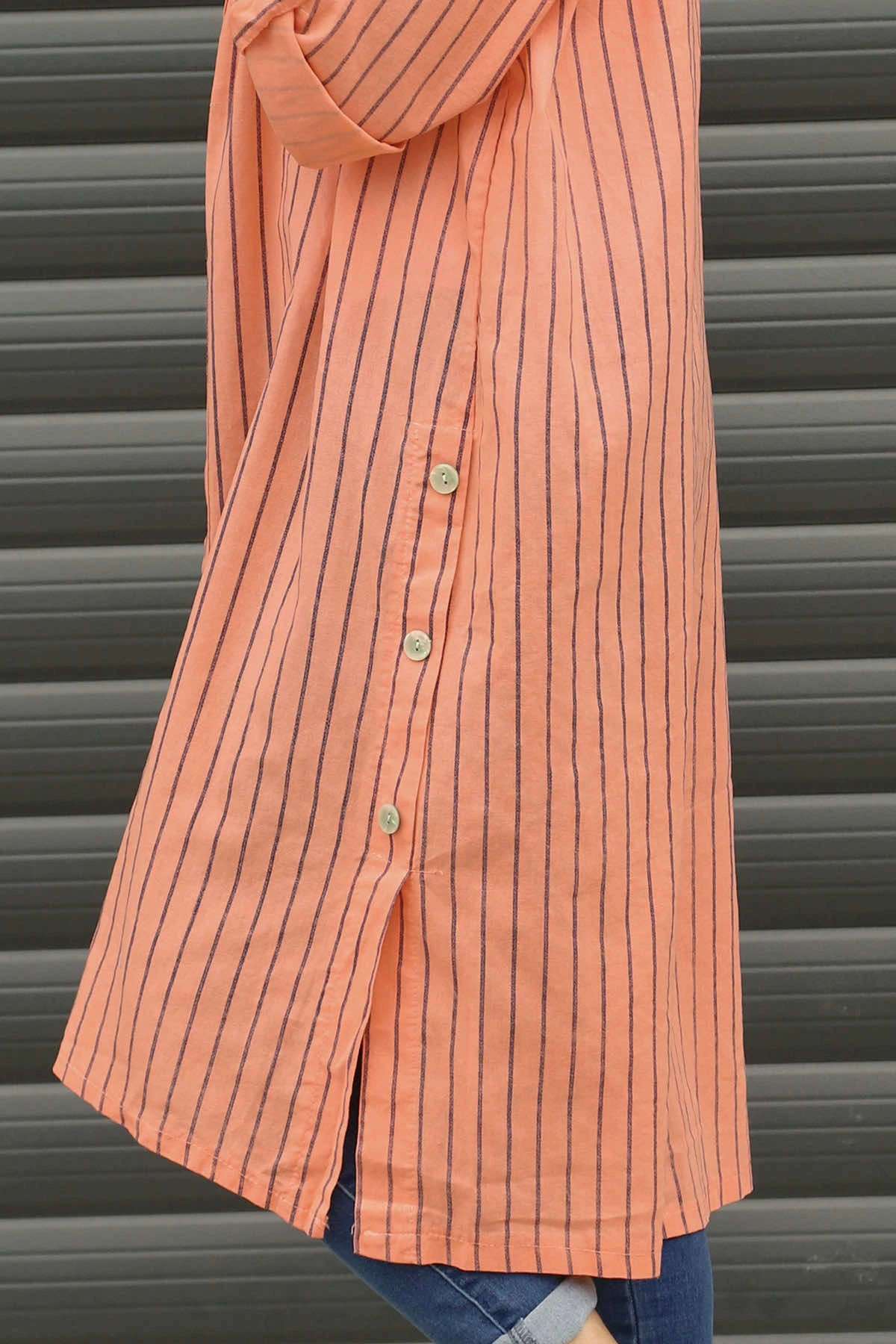 Beadnell Stripe Linen Tunic Orange 5 Beadnell Stripe Linen Tunic Orange - Image 3