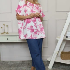 Liliana Floral Top Fuchsia