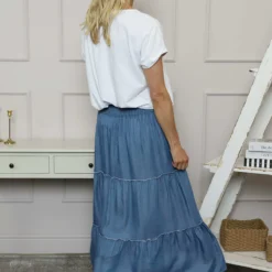 Domenica Denim Tiered Skirt Mid Denim 9 Domenica Denim Tiered Skirt Mid Denim -Kitandkaboodal Store IMG 8551 e9b51309 f8a6 4bce b48d 676a7431cb5b