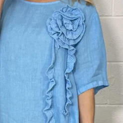 Lennon Rosette Linen Dress Powder Blue -Kitandkaboodal Store IMG 8565 65515e1c 9d70 4bfd 91c0 a446369dc29b