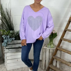 Briony Heart Cotton Top Lilac