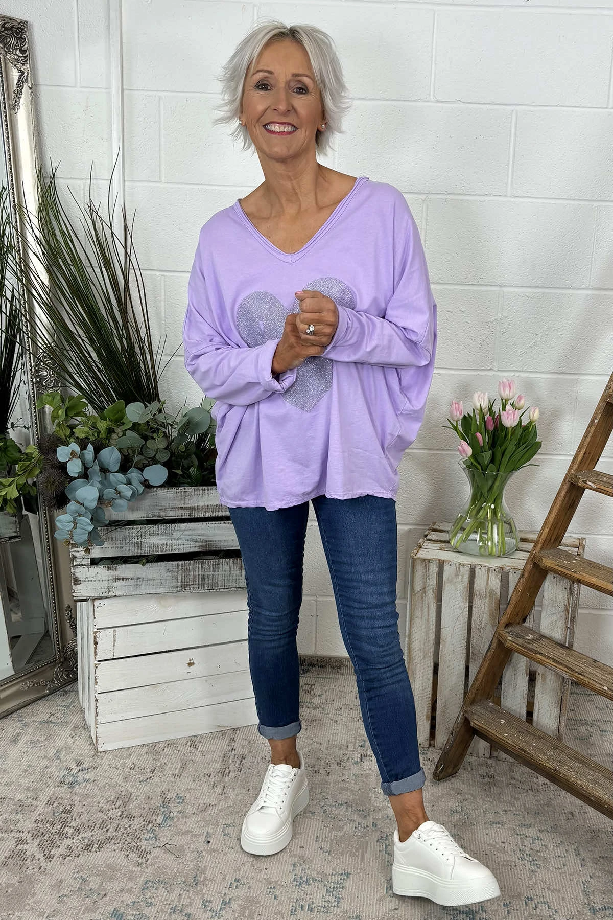 Briony Heart Cotton Top Lilac 4 Briony Heart Cotton Top Lilac - Image 2