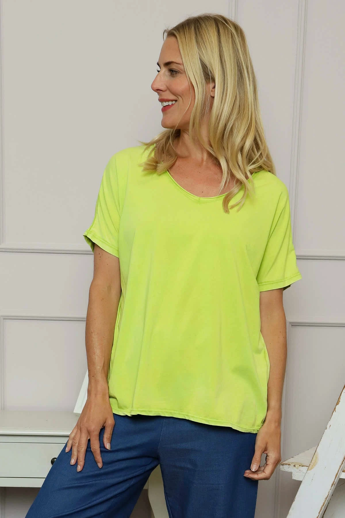 Alisha Heart Back Cotton Top Lime 5 Alisha Heart Back Cotton Top Lime - Image 3
