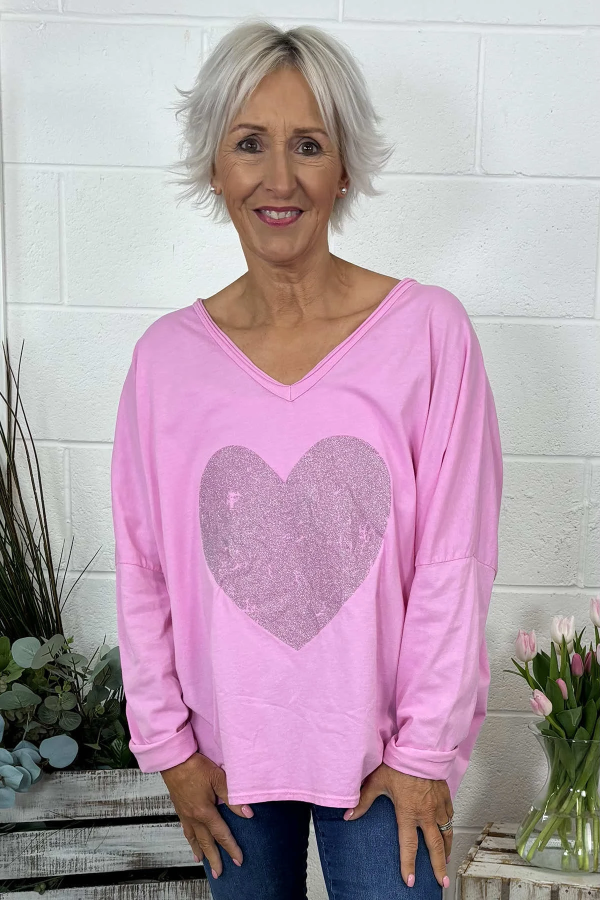 Briony Heart Cotton Top Fuchsia 5 Briony Heart Cotton Top Fuchsia - Image 3