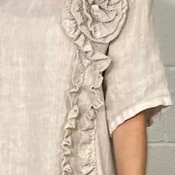 Lennon Rosette Linen Dress Stone -Kitandkaboodal Store IMG 8624 c406c316 0d80 4630 b366 3eabf5244a6c