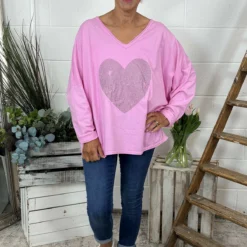 Briony Heart Cotton Top Fuchsia