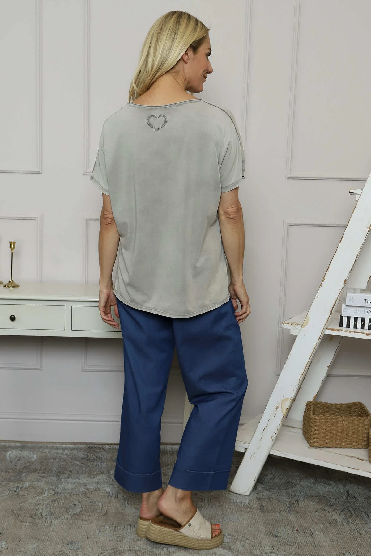 Alisha Heart Back Cotton Top Grey 4 Alisha Heart Back Cotton Top Grey - Image 2