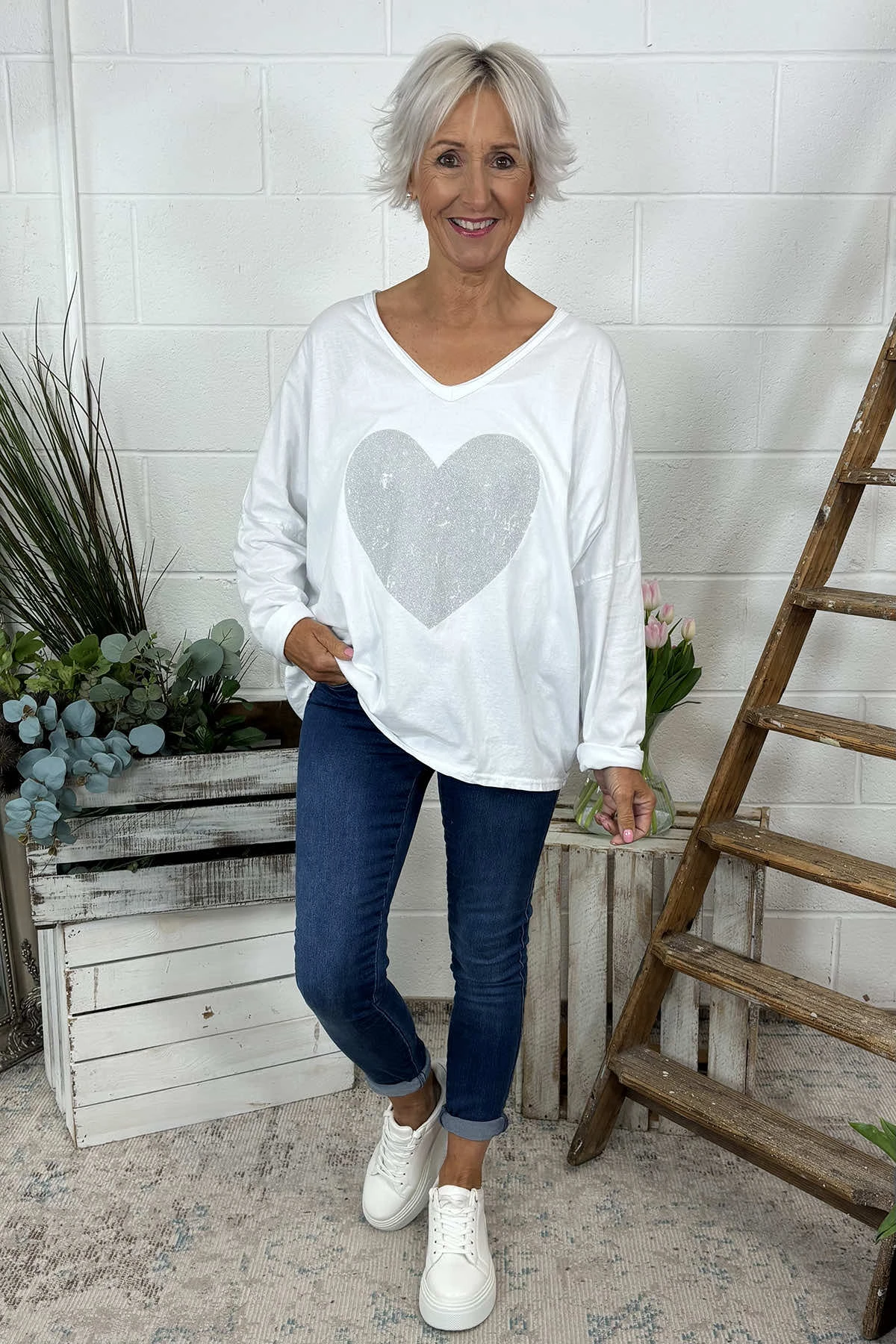 Briony Heart Cotton Top White 4 Briony Heart Cotton Top White - Image 2