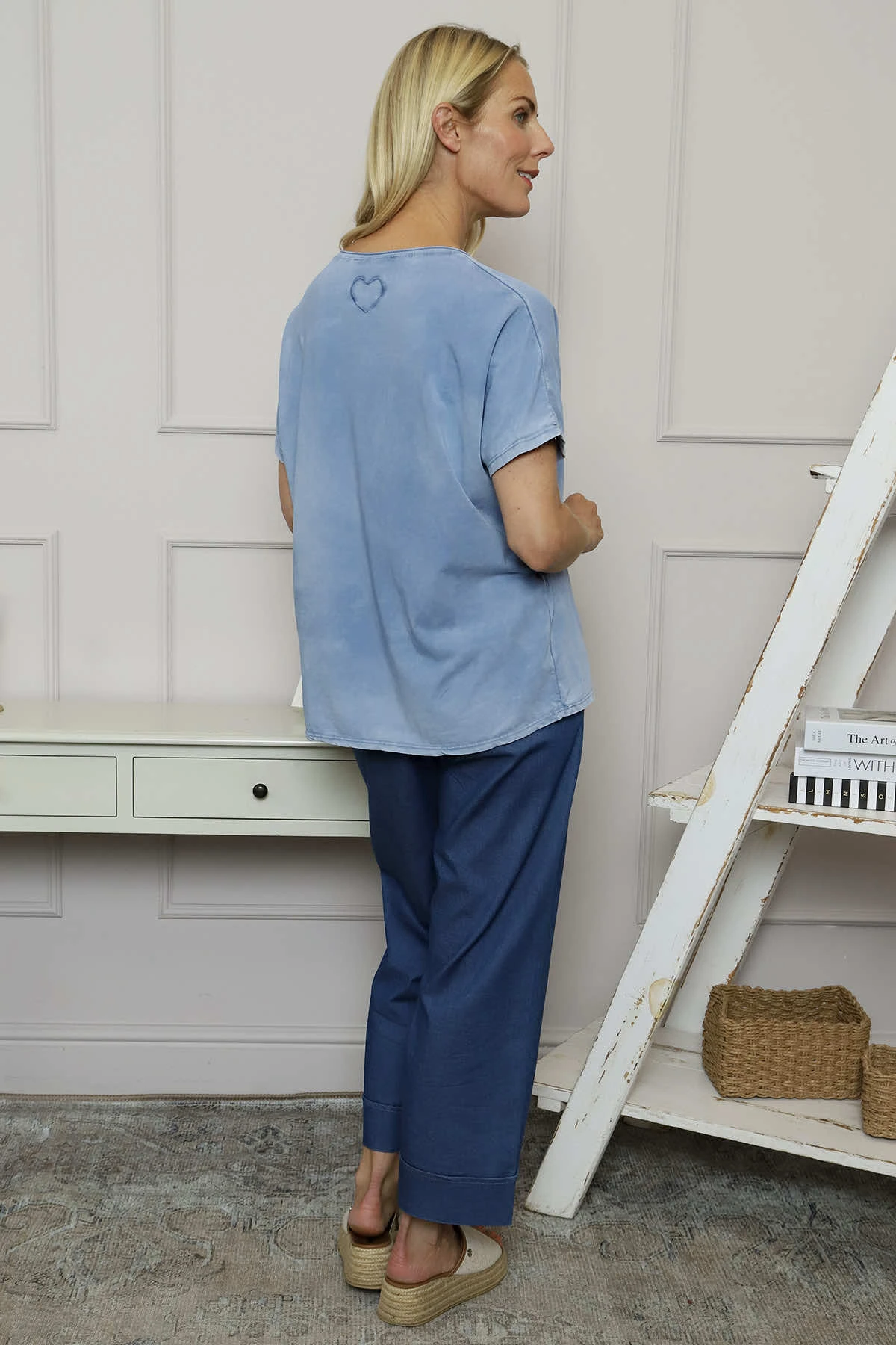 Alisha Heart Back Cotton Top Blue 4 Alisha Heart Back Cotton Top Blue - Image 2