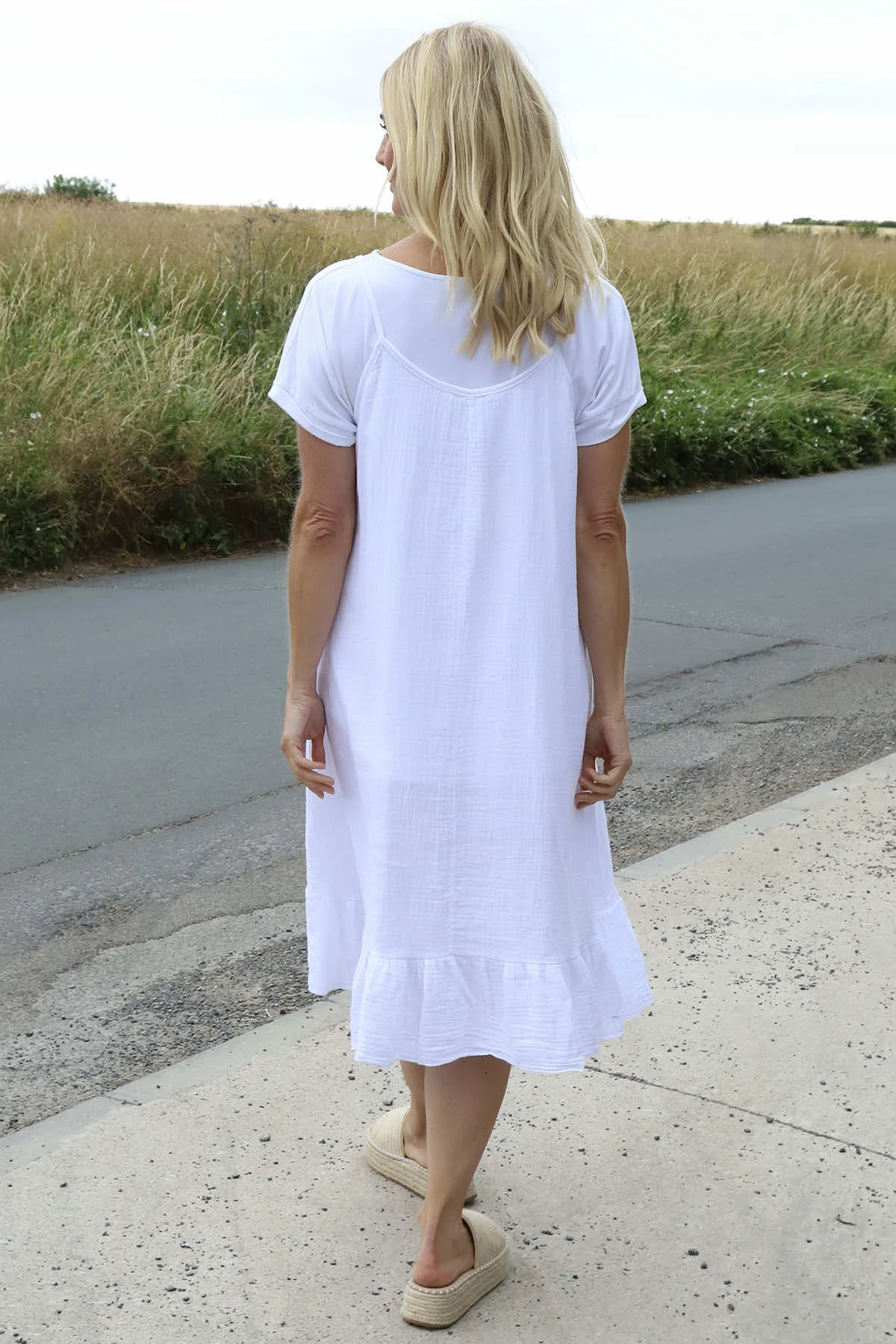 Rosaria Strap Crinkle Cotton Dress White 6 Rosaria Strap Crinkle Cotton Dress White - Image 4